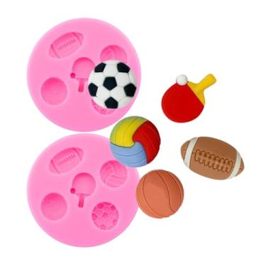 Imagem de Bolas esportivas 3D, 2 peças, vôlei, basquete, rúgbi, futebol, pingue-pongue, tênis de mesa, molde de silicone para chocolate, doces, pasta de goma, berloque, decoração, fondant, gelatina, projetos