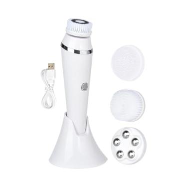 Imagem de KiBcsLic Escova de Limpeza Facial Feminina, Ferramenta de Limpeza com Cabeça de Escova, Esfoliante Facial para Viagem, branco