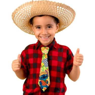 Imagem de Gravata Caipira Infantil Stitch em EVA pra Roupa de Festa Junina (Amarelo)