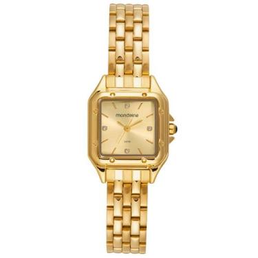 Imagem de Relogio Feminino Quadrado Dourado Mondaine Pequeno Original 32777lpmvd