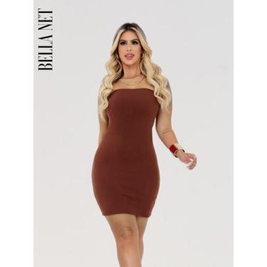 Imagem de Vestido sem alça Tubinho Curto Bandeau Sem Alças Tecido Grosso Anarrug