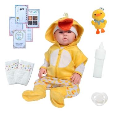 Imagem de "Boneca Recém-Nascida com Mamadeira e Pelúcia kit