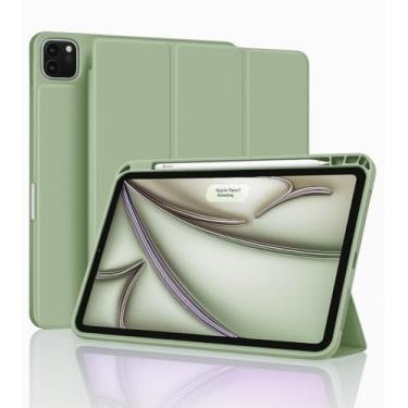 Imagem de Capa Case PREMIUM Anti Impacto com função sleep e suporte para Apple Pencil - compatível com iPad Pro 13 Polegadas 2024 M4 (Verde Menta)