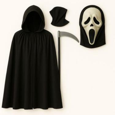 Imagem de Fantasia Completa Pânico (Mascara + Capa C/ Capuz + Foice + Luva) Hall