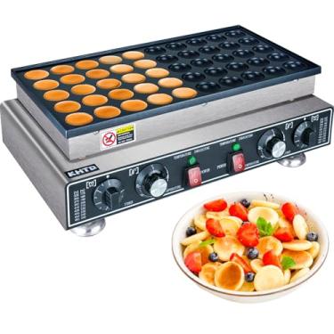 Imagem de Mini padeiro holandês para panquecas, máquina de panquecas anti-aderente elétrica, máquina de panquecas comercial de 1,6 polegadas com 2 termostatos e 2 temporizadores de controlo separado para