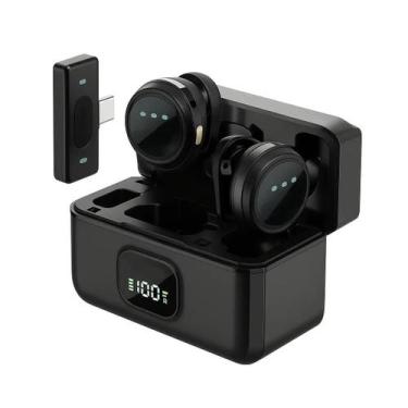 Imagem de Microfone De Lapela Duplo Anti Ruído Sem Fio Redondo Premium - Mosa