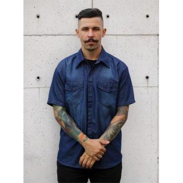 Imagem de Camisa Jeans Masculina Adulto Manga Curta Do P Ao G4 - Maximus, Azul, 