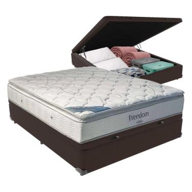 Imagem de Cama + Box Com Baú Casal E Colchão Freedom Ortobom D33 Marrom
