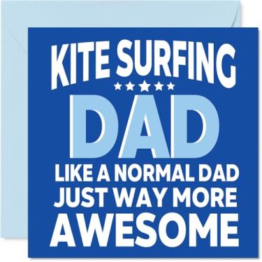 Imagem de Cartão de aniversário de kitesurf para papai - Awesome Dad Sports - Cartão de feliz aniversário para homens, cartões de felicitações masculinos de 14 cm