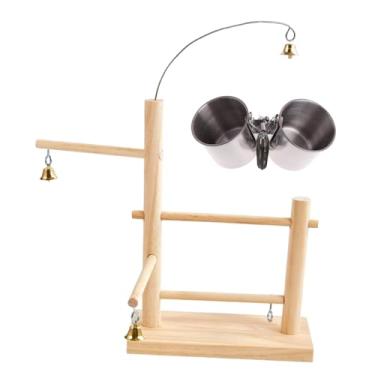 Imagem de Bothyi Suporte para papagaios, playground portátil para treinamento, poleiro para papagaios, suporte de madeira para gaiola de periquitos e periquitos