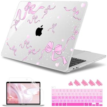 Imagem de May Chen Para MacBook Pro de 16 polegadas A2141 versão 2020 2019, protetor de tela e capa de teclado de plástico macio para MacBook Pro 16 polegadas com Touch Bar e Touch ID - Laço pérola