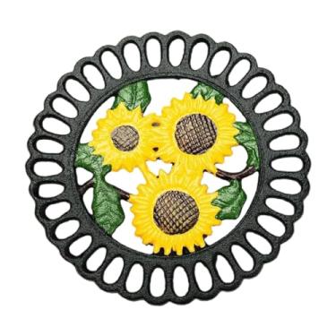 Imagem de Llazsybz Suporte para Panelas Quentes, Jogo Americano de Ferro Fundido Resistente, Suporte Resistente para Chapas Quentes para Bules de Cozinha, Panelas E Prat, Girassol