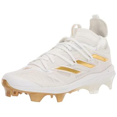 Imagem de adidas Tênis de beisebol masculino Adizero Afterburner 9 Nwv TPU, Branco/dourado metálico/dourado metálico, 12.5