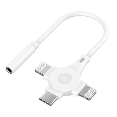 Imagem de Adaptador de fone de ouvido para iPhone 16, [certificado Apple MFi] 3 em 1 USB C Lightning para conector de fone de ouvido de 3,5 mm, adaptador de áudio auxiliar USB tipo C, dongle para iPhone 16 15