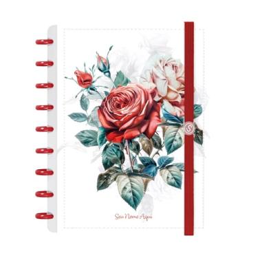Imagem de Caderno de Disco Inteligente Personalizado Iscool M Floriografia Rosa Branco