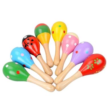 Imagem de harayaa 6 peças de maracas de madeira, brinquedos musicais, brinquedos educativos, chocalhos para entretenimento de festa