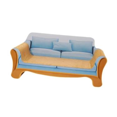 Imagem de Baoblaze Sofá-cama para gatos, sofá-cama em formato de desenho animado moderno, móveis de proteção, sofá grande para gatos, tapete arranhador para descansar, Azul