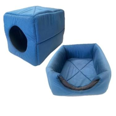 Imagem de Ninho 2 Em 1 Para Animais De EstimaçãO, Adequado Para CãEs E Gatos, Com Almofada(SUEDE TOCA AZUL,M 40X45)