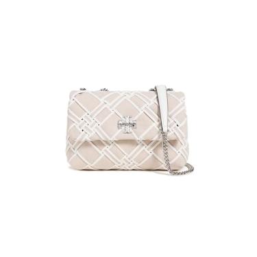 Imagem de Tory Burch Bolsa de ombro feminina Kira de lona pequena conversível, Natural/Blanc, One Size