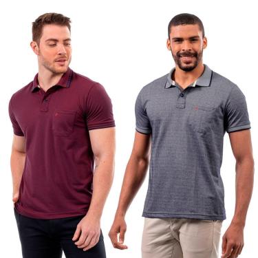 Imagem de Kit 2 Camisas Polo John Pull Masculina Bolso Algodão Casual-Masculino