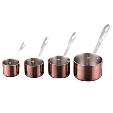 Imagem de Conjunto de 4 xícaras de molho de aço inoxidável 304 peças com cabo longo escovado para bife, churrasco, sushi comercial e uso doméstico (ouro rosa)