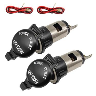 Imagem de NOTISH Soquete de acendedor de cigarro, soquete de tomada de elemento de isqueiro DC 12V, soquete fêmea de 12 volts com chicote de fios à prova d'água, adequado para a maioria dos carros, motocicletas