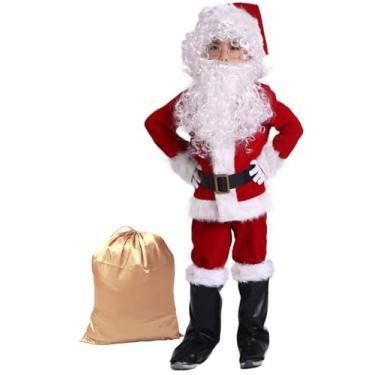 Imagem de Takuvan Fantasia completa de Natal para meninos 10 peças, Papai Noel, fantasia infantil de Halloween, Vermelho, Large