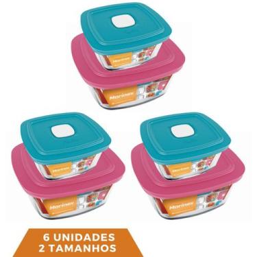 Imagem de 6 Potes de Vidro Com Tampa 2 Tamanhos Facilita Vap Marinex