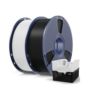 Imagem de SUNLU Filamento PLA+2.0 1,75 mm preto e branco 2 kg, PLA de alta velocidade Plus mais resistente e mais forte precisão dimensional do filamento da impressora 3D +/- 0,02 mm, 2 peças de carretel de 1