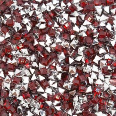Imagem de Colagem Quadrado Strass Acrílico Vermelho Transparente 3mm 1000pçs 12g