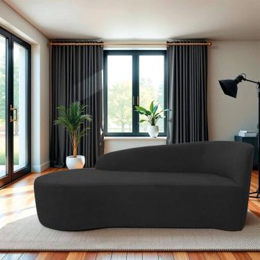 Imagem de Recamier Curvo Orgânico 140cm 2 Lugares Lado Esquerdo para Sala de Estar Bouclé Paris Preto
