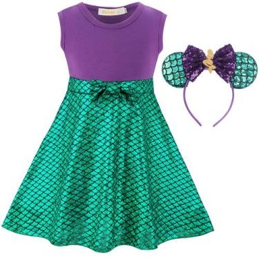 Imagem de Vestido Costume Funna Mermaid para meninas de 5 a 6 anos com faixa de 