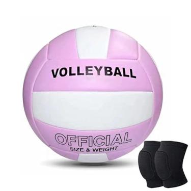 Imagem de RIHUD Bola de vôlei tamanho 5 oficial com capa de poliuretano, bolas de vôlei ao ar livre com joelheiras protetoras para meninas, meninos, adolescentes, jogos de treinamento interno, ao ar livre