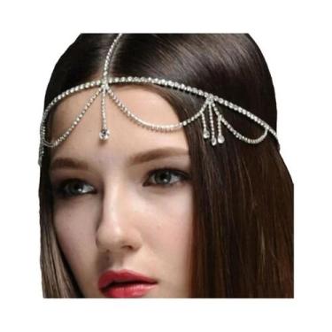Imagem de Corrente De Cabelo Com Pingente De Gota De Água Em Strass Para Mulhere