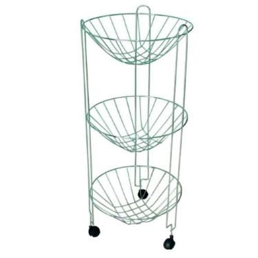 Imagem de Fruteira Tripla Redonda com Rodas 68x30cm. - SANTA EDWIRGES