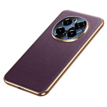 Imagem de FWYANZH Capa de couro genuíno para Honor Magic 7 Pro/7, proteção de lente com tudo incluído, capa de telefone fina à prova de choque, capa de couro bovino luxuosa, roxa, 7