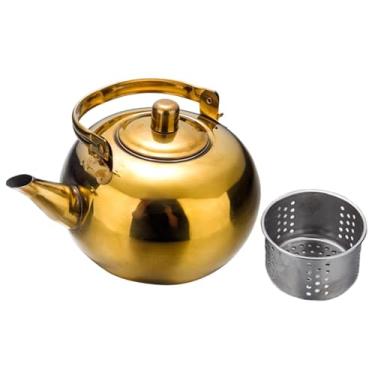 Imagem de ＫＬＫＣＭＳ Bule de chá, chaleira, versátil, prático, fácil de despejar, presente prático com filtro infusor, utensílios de cozinha, jarra de chá para camping, Ouro
