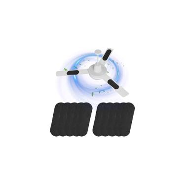 Imagem de Pacote com 10 filtros de ventilador de teto para lâminas, filtros de ventilador de ar para lâminas de ventilador de teto com carvão ativado para contaminantes domésticos comuns, purificador de ar