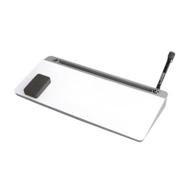 Imagem de Esquirla Quadro branco de vidro, quadro branco para branco, de escrita, suporte para teclado de computador, organizador de mesa para materiais escolares, Cinza