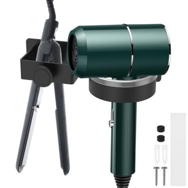 Imagem de Suporte para secador de cabelo, suporte de alisador de cabelo montado na parede, organizador de ferramentas de cabelo à prova de ferrugem, adesivo para secador de cabelo, suporte de modelador de