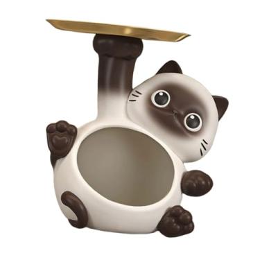 Imagem de IEUDNS Porta-chaves de entrada em forma de gato, presente moderno para exibição com bandeja de armazenamento, tigela para chaves para mesa de entrada,