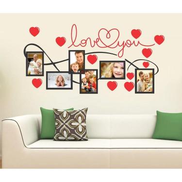 Imagem de Adesivo Decorativo Porta Retrato Love Com Corações Vermelhos