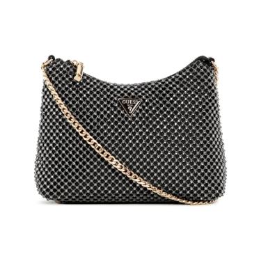 Imagem de GUESS Bolsa de ombro Zalina com zíper superior, estanho