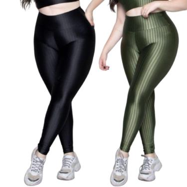 Imagem de KIT 2 Calça Legging Plus Size New Zig 3D Serra e Mar Poliamida Cós Alto Musculação Moda Fitness-Feminino