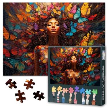 Imagem de Quebra-cabeça Butterfly Girl de 1000 peças para adultos | Quebra-cabeça de fantasia de fada borboleta com detalhes artísticos | Quebra-cabeça premium 1000 peças para decoração de casa e alívio do