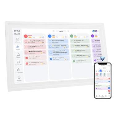 Imagem de Depisuta 15,6 polegadas Digital Calendário Planner, Wifi Smart Touchscreen Display interativo Chore Chart Alertas personalizáveis, Seamless Cloud Sync, Photo Frame eletrônico comutável (Branco puro)