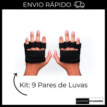 Imagem de Kit: 9 Pares de Luvas Caleira De Academia Para Musculação Treino exerc
