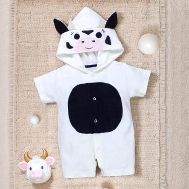 Imagem de Macacão curto de bebê capuz bordado de bichinhos até 12 meses - Era Um