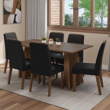 Imagem de Conjunto Sala De Jantar Tampo De Madeira 6 Cadeiras Rustic/oxford Leon Madesa