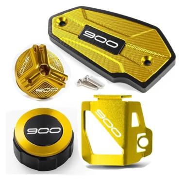 Imagem de Compatível com Z900 Z 900 2017-2021 2022 2023 tampas de fluido de freio dianteiro e traseiro da motocicleta e acessórios de proteção da tampa de enchimento de óleo (quatro dourados)